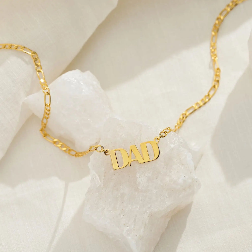 DAD-Halskette für Männer und Jungen, vergoldetes Edelstahl-Kettengliederhalsband, stilvolles Vatertags-Schmuckgeschenk