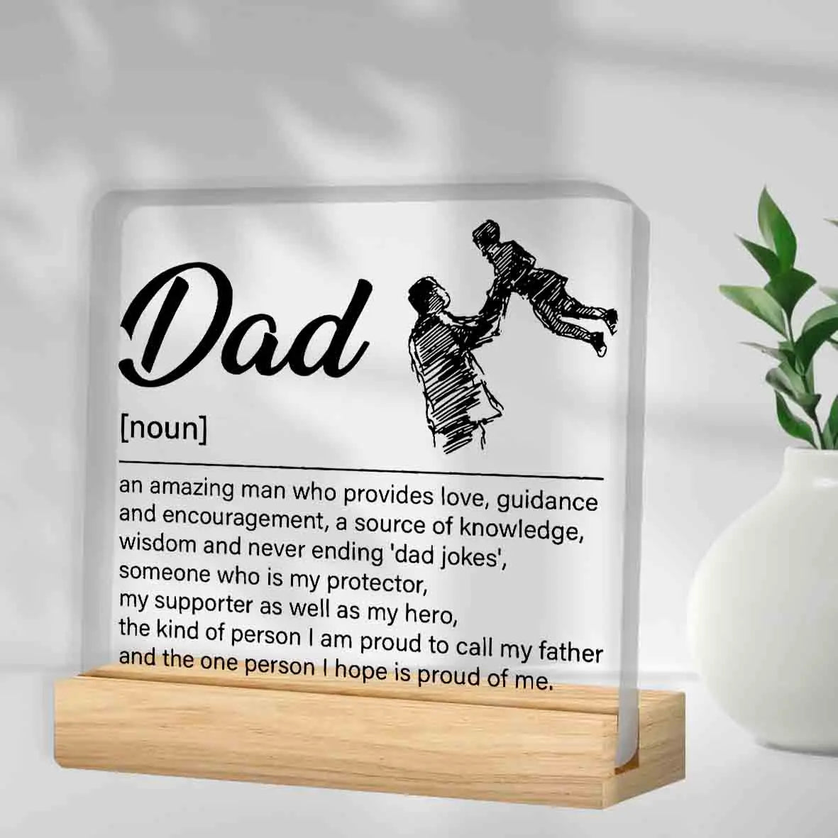 Vatertagsgeschenke von Tochter, Geschenk für Papa zum Geburtstag, Weihnachten, Vatertag, 'Papa, ich liebe dich' Transparenter Acryl-Schreibtischschmuck