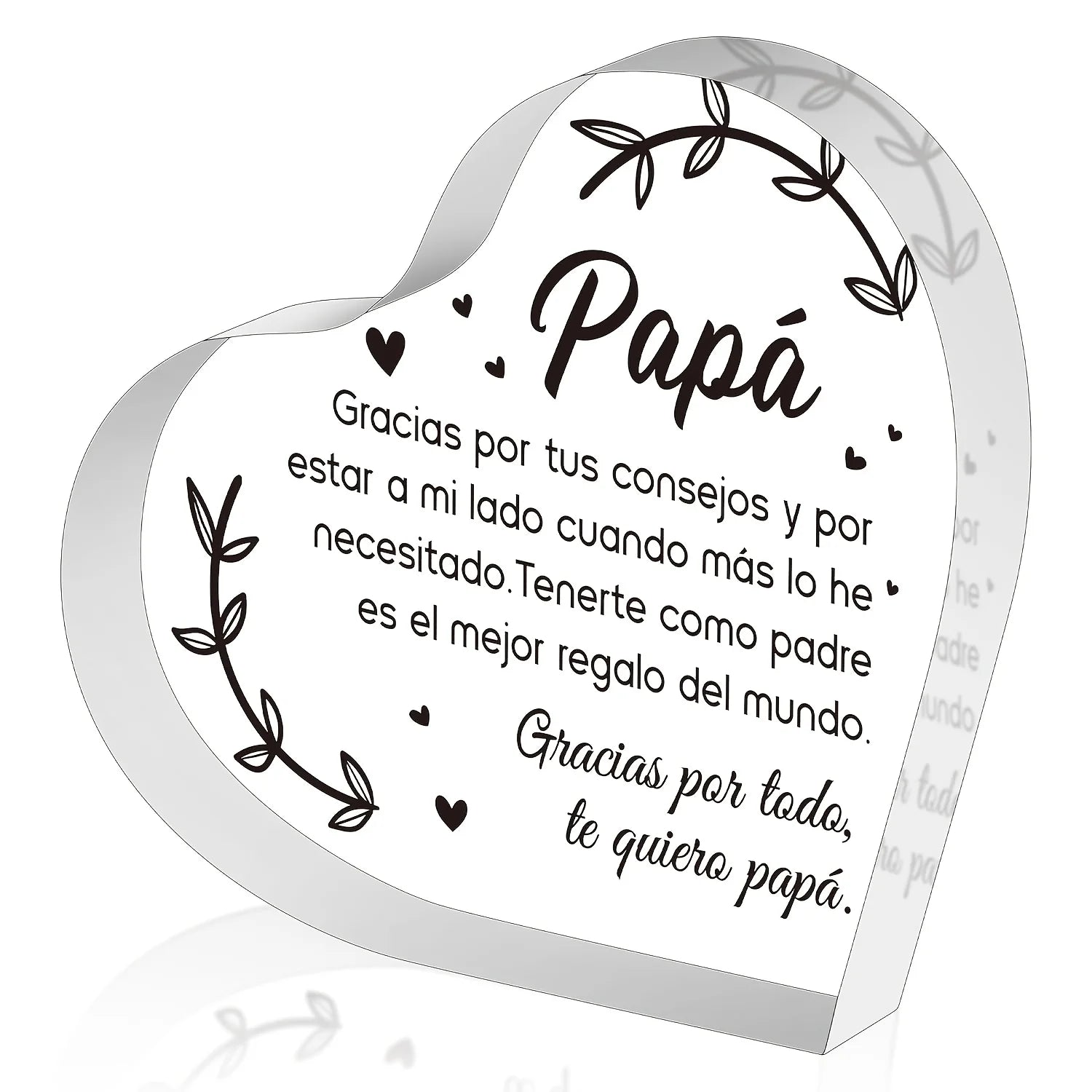Spanische Geburtstagsgeschenke für Papa - Herz-Acryl-Plakette für Schreibtisch-Dekoration, Andenken-Briefbeschwerer, Geschenke für Väter