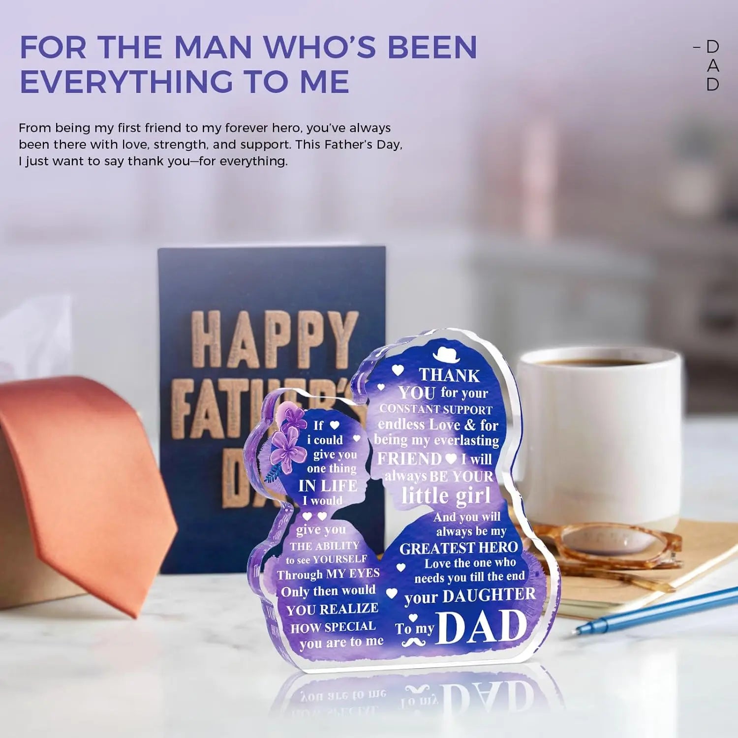 Vatertagsgeschenke von Tochter – Geschenk für den besten Vater aller Zeiten, Acrylplakette – Geburtstags-, Weihnachtsgeschenkidee für Papa von Tochter