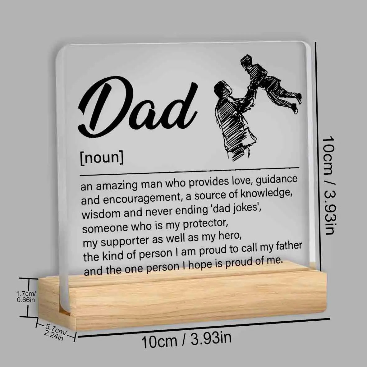 Vatertagsgeschenke von Tochter, Geschenk für Papa zum Geburtstag, Weihnachten, Vatertag, 'Papa, ich liebe dich' Transparenter Acryl-Schreibtischschmuck