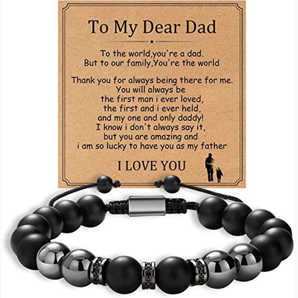 Vatertagsgeschenke für Papa, Geschenke von Tochter, Sohn, Armbänder, Geburtstagsgeschenke für Männer, Papa, Herrenarmband, Naturstein für Ihn, Ehemann